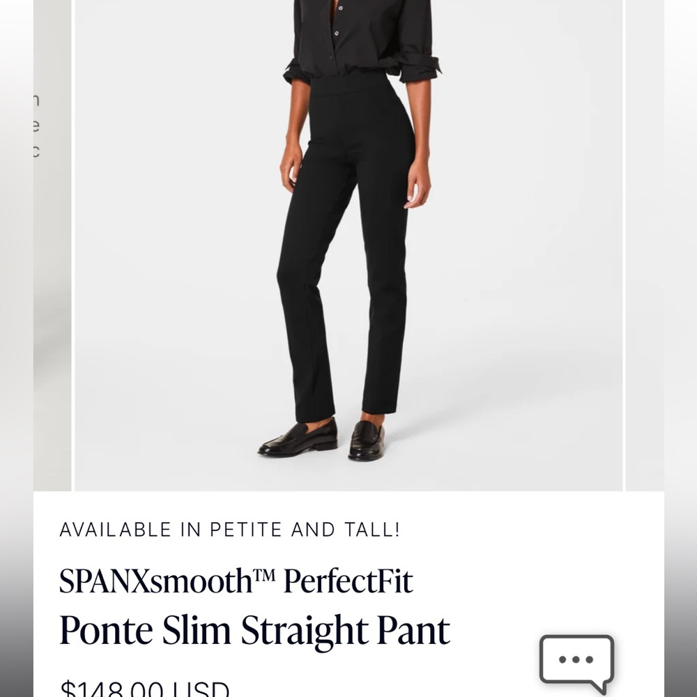 Spanx perfect fit, slim straight leg Ponte fabric.
Worn twice. Navy blue.